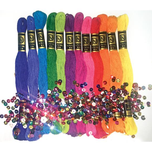 Zenbroidery Embroidery Floss 12 Skein Brights Kit