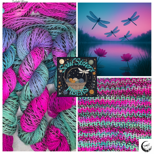 Hand-Dyed Worsted Weight "Dragonfly Wing" Zebra Wool Yarn - Soul Sisters Fibers