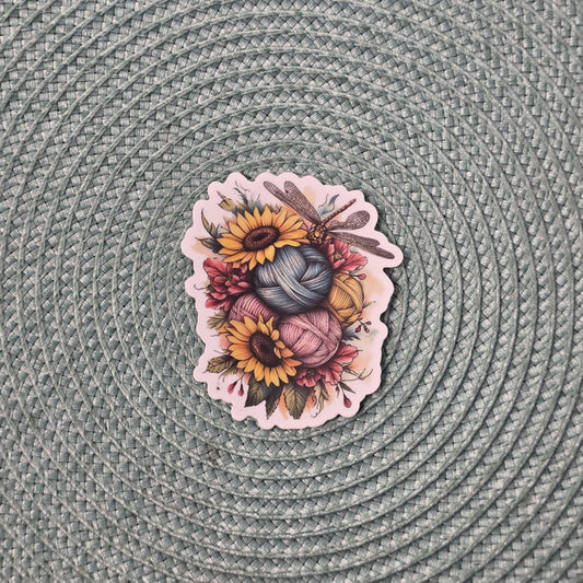 Sticker - Sunflowers & Skeins Dragonfly